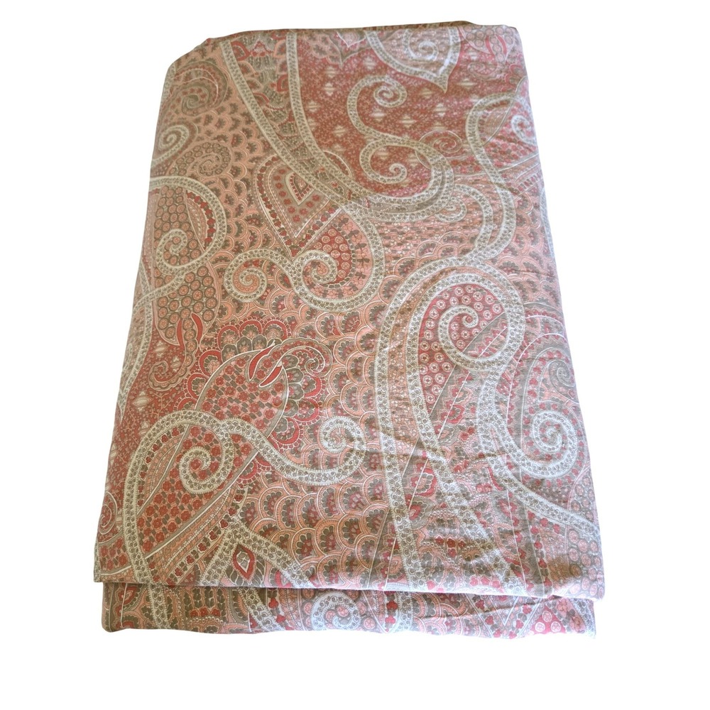 Cuddledown King Duvet Cover Made in Italy 100% Cotton Paisley Coral Grey Button